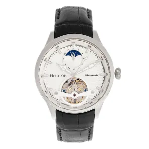 Heritor Automatic Gregory Semi-Skeleton Leather-Band Watch
